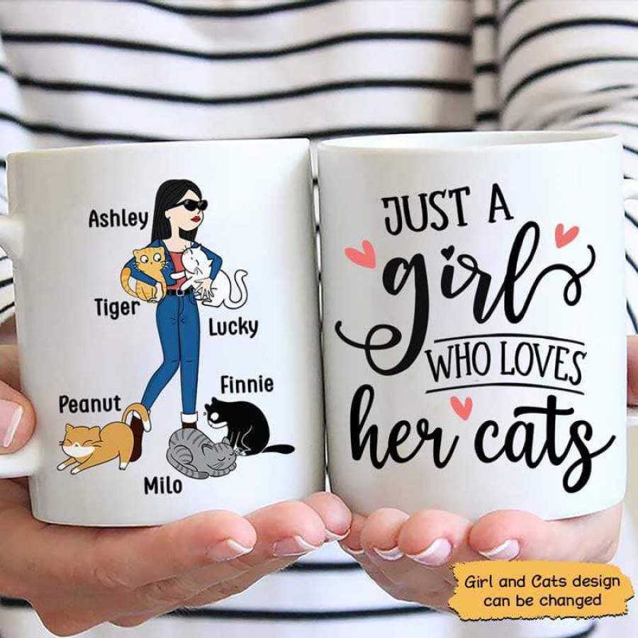 Just A Stick Girl Cats Personalized Mug