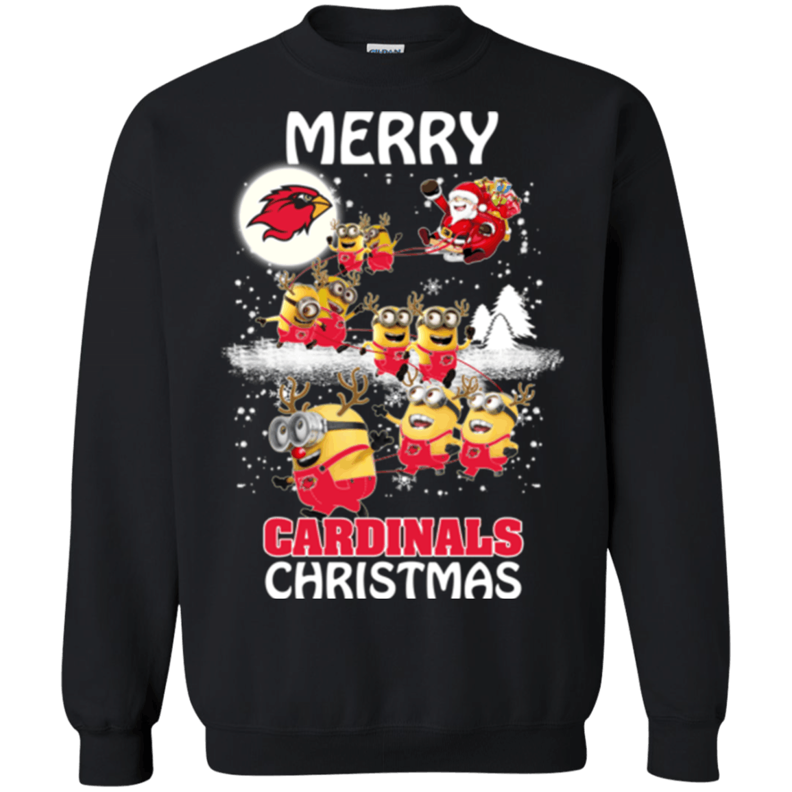 Stupendous Lamar Cardinals Minion Ugly Christmas Sweaters Santa Claus With Sleigh Hoodies Sweatshirts