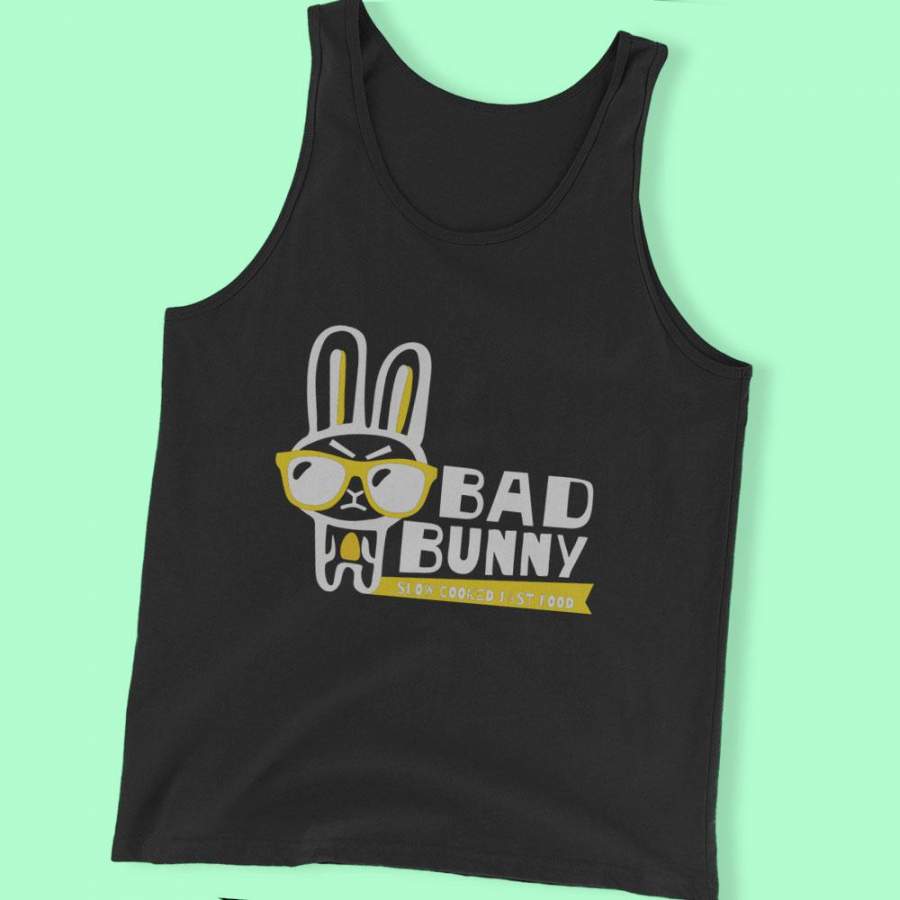 Tmi Bad Bunny Glasses Style Slow Cooked Fast  Men’S Tank Top