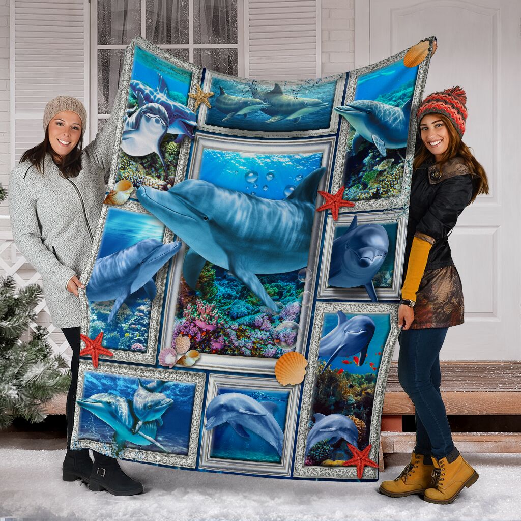 Dolphin Swimming 3d Fleece Blanket Print 3D, Unisex, Kid, Adult