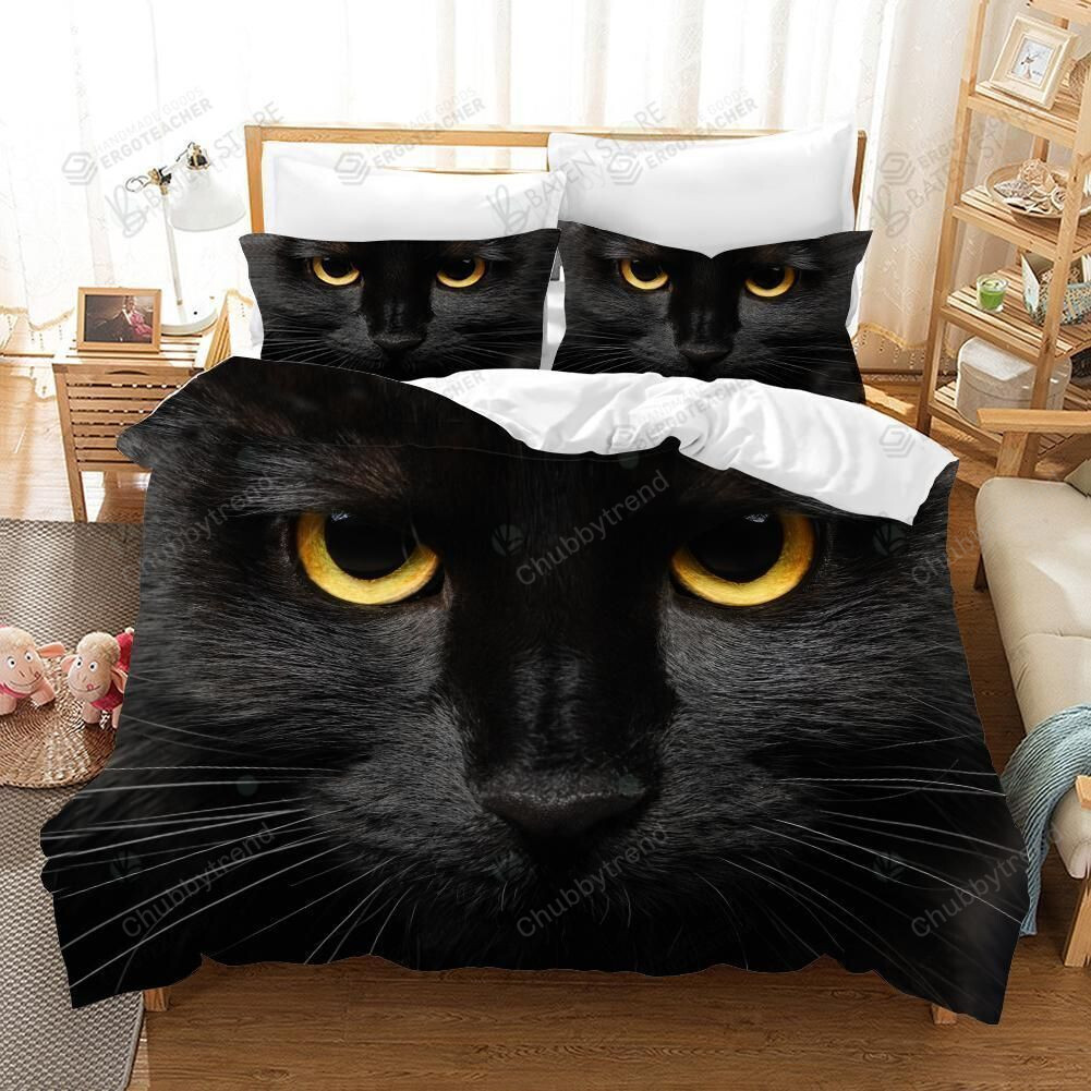 3D Black Kitten Bed Sheets Duvet Cover Bedding Set Great Gifts For Birthday Christmas Thanksgiving