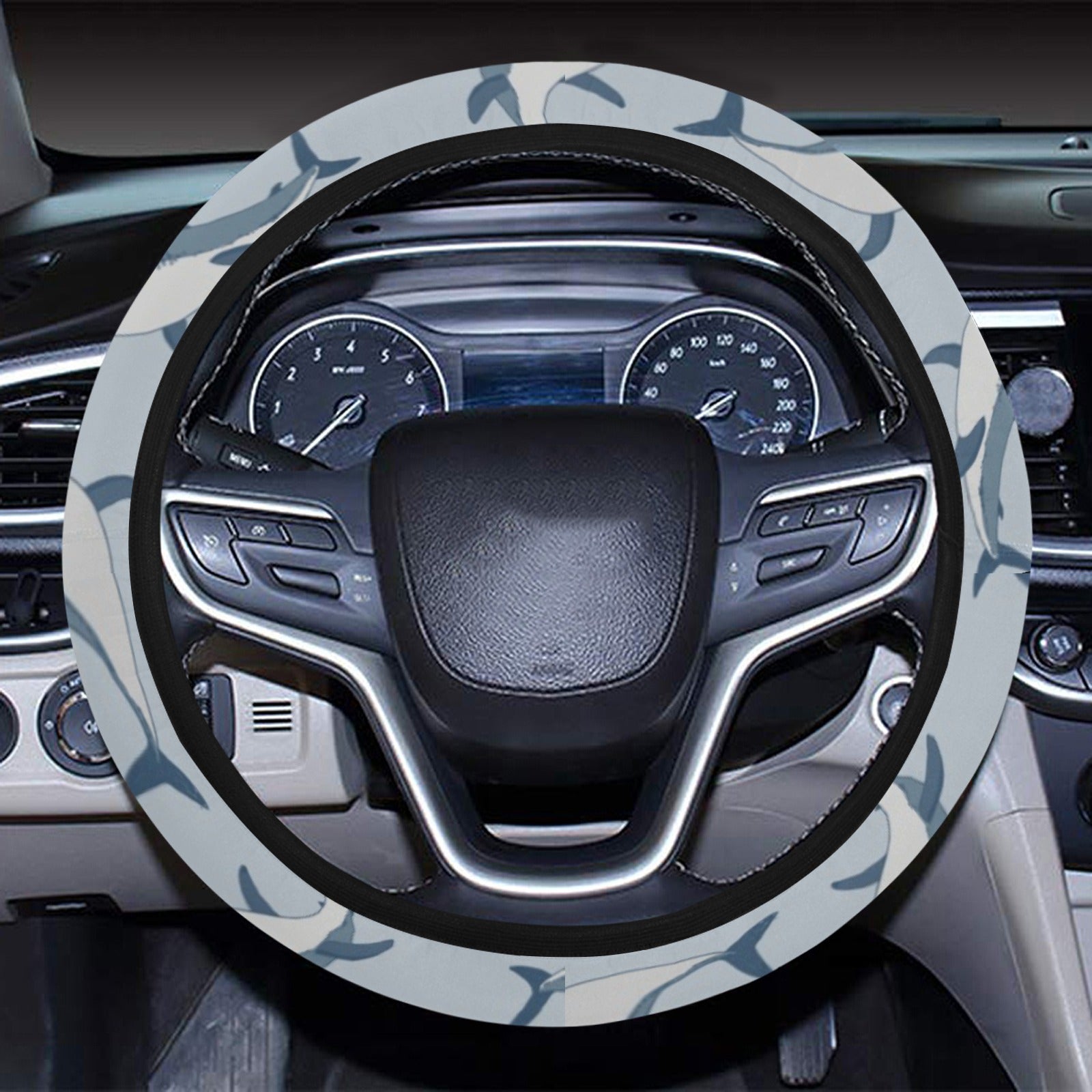 Shark Print Design Lks304 Steering Wheel Cover With Elastic Edge