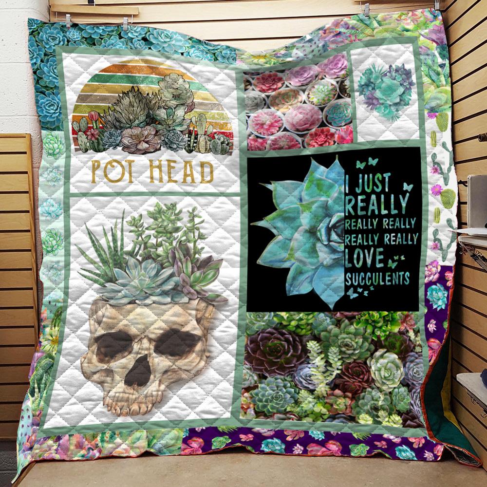 Pot Head Succulent Quilt Blanket