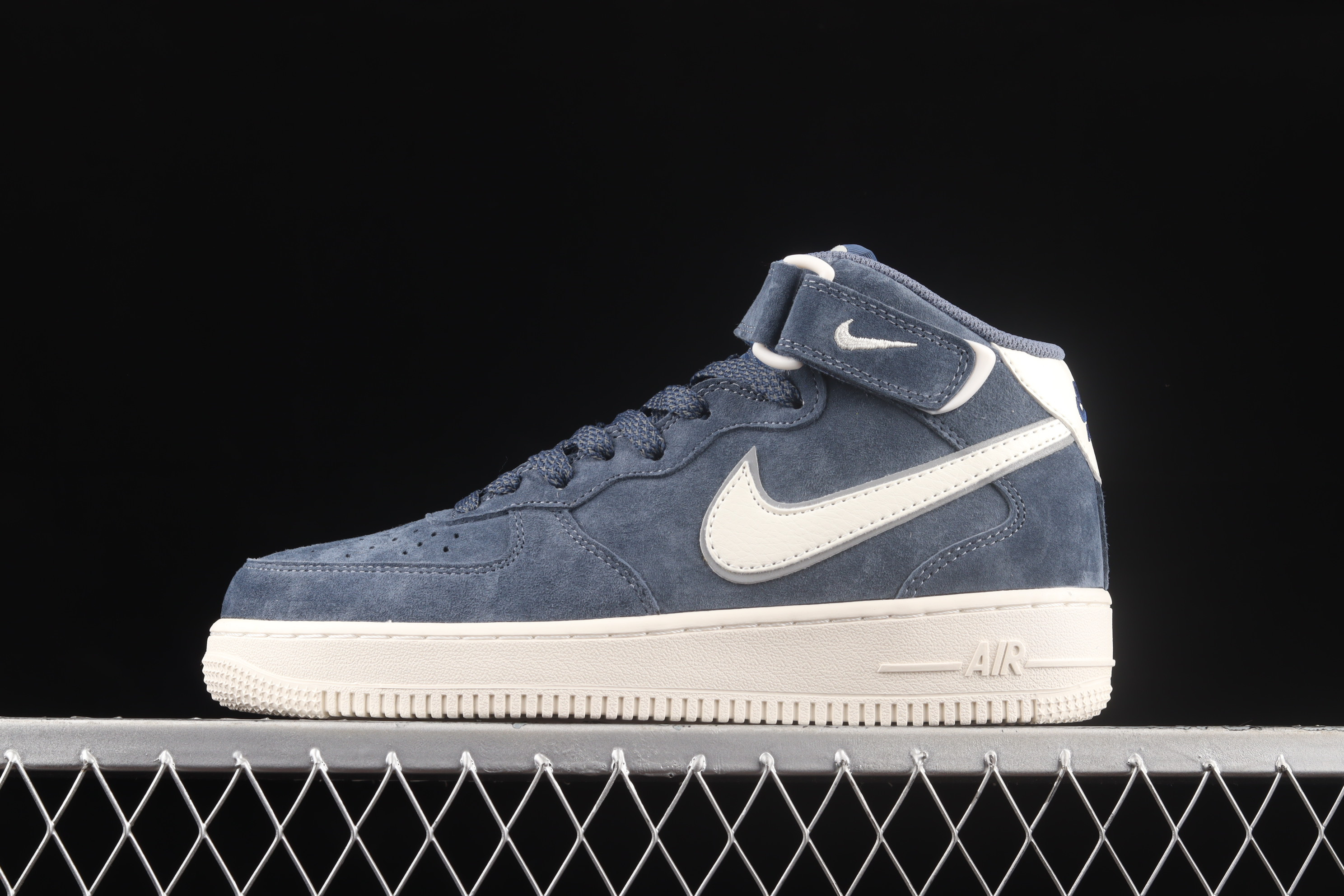 Nike Air Force 1 07 Mid Dark Blue Beige Shoes Sneakers SNK387992396