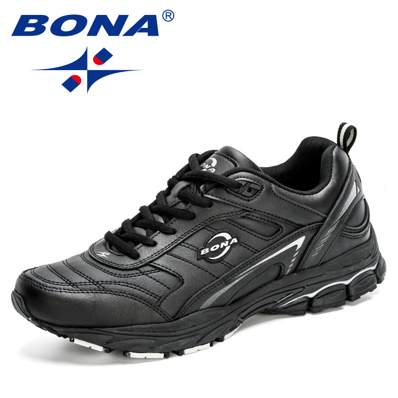 BONA 2020 New Designers Action Leather Running Shoes Men Sport Sneakers Low Top Soft Walking Footwear Man Jogging Shoes Trendy alx