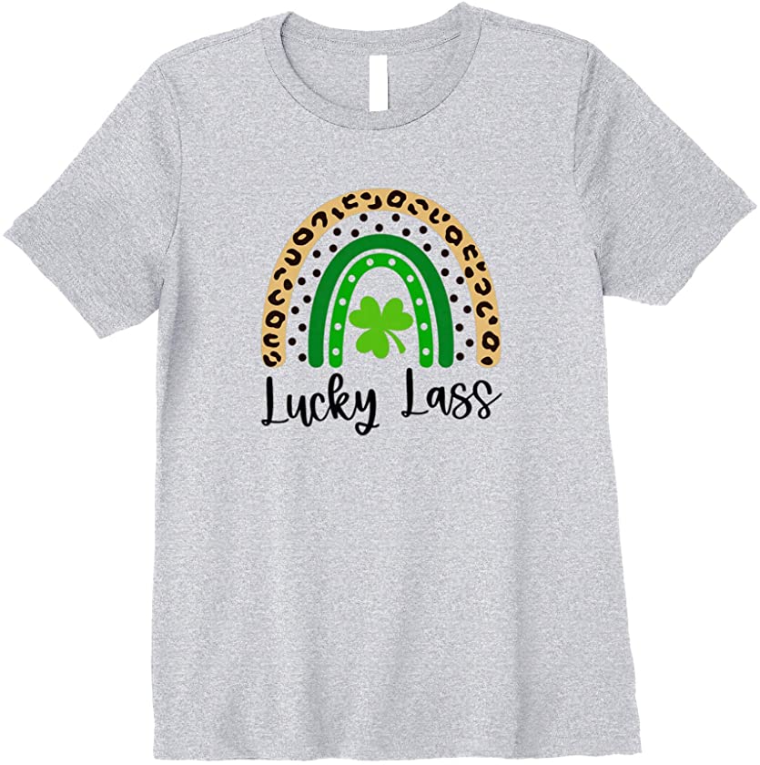 Womens Lucky Lass St. Patrick’s Day Rainbow Leopard Print Drinking Premium T-Shirt