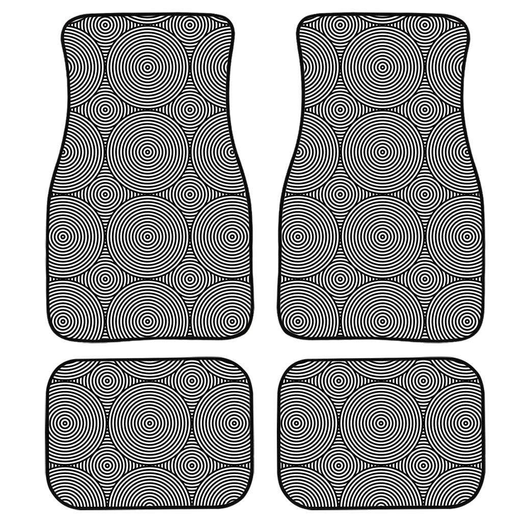 Psychedelic Circle Pattern Print Front And Back Car Floor Mats, Front Car Mat