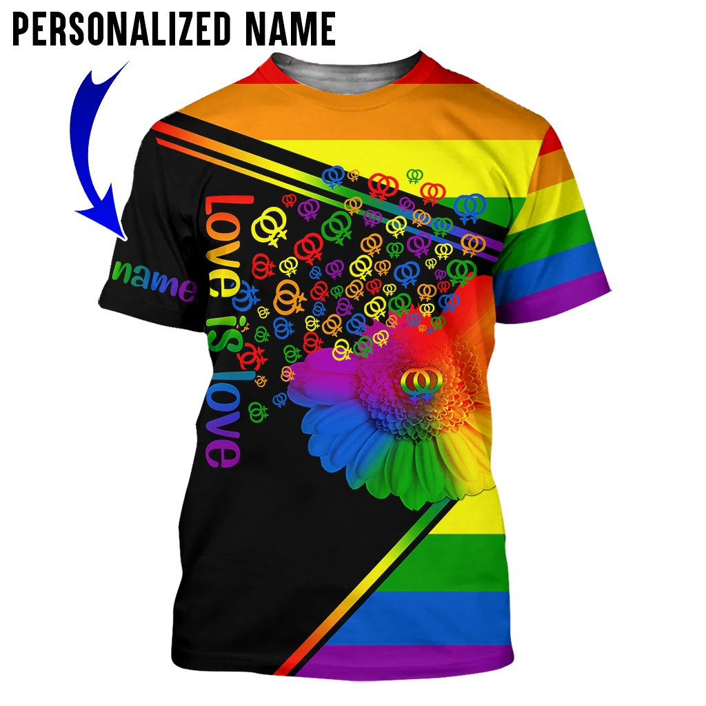 Personalized With Name Love Is Love, Lgbt Sunflower 3D Shirt