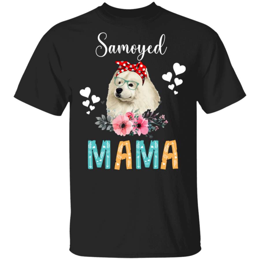 Samoyed Mama Puppy Mom Dog Mama Lover Floral T-Shirt