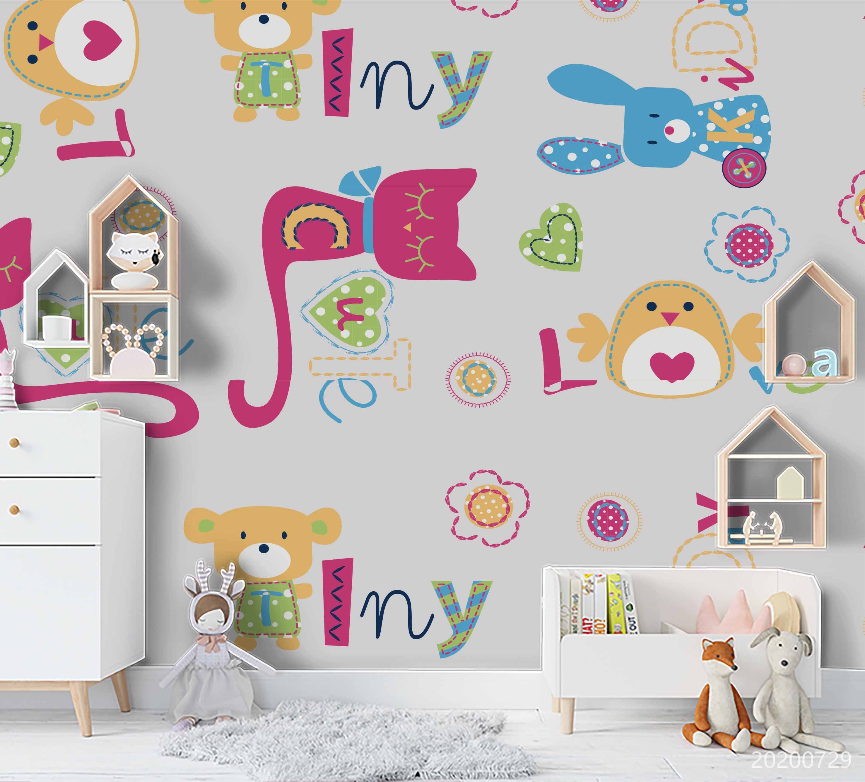 3D Cartoon Colorful Animal Wall Mural Wallpaper Lxl 580