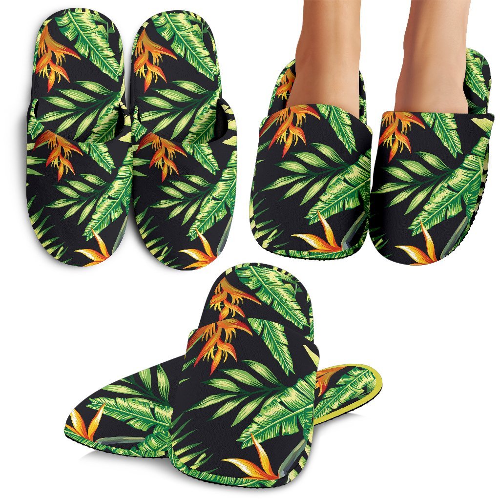 Hawaii Flower Tropical Palm Leaves House Slippers Ha105788