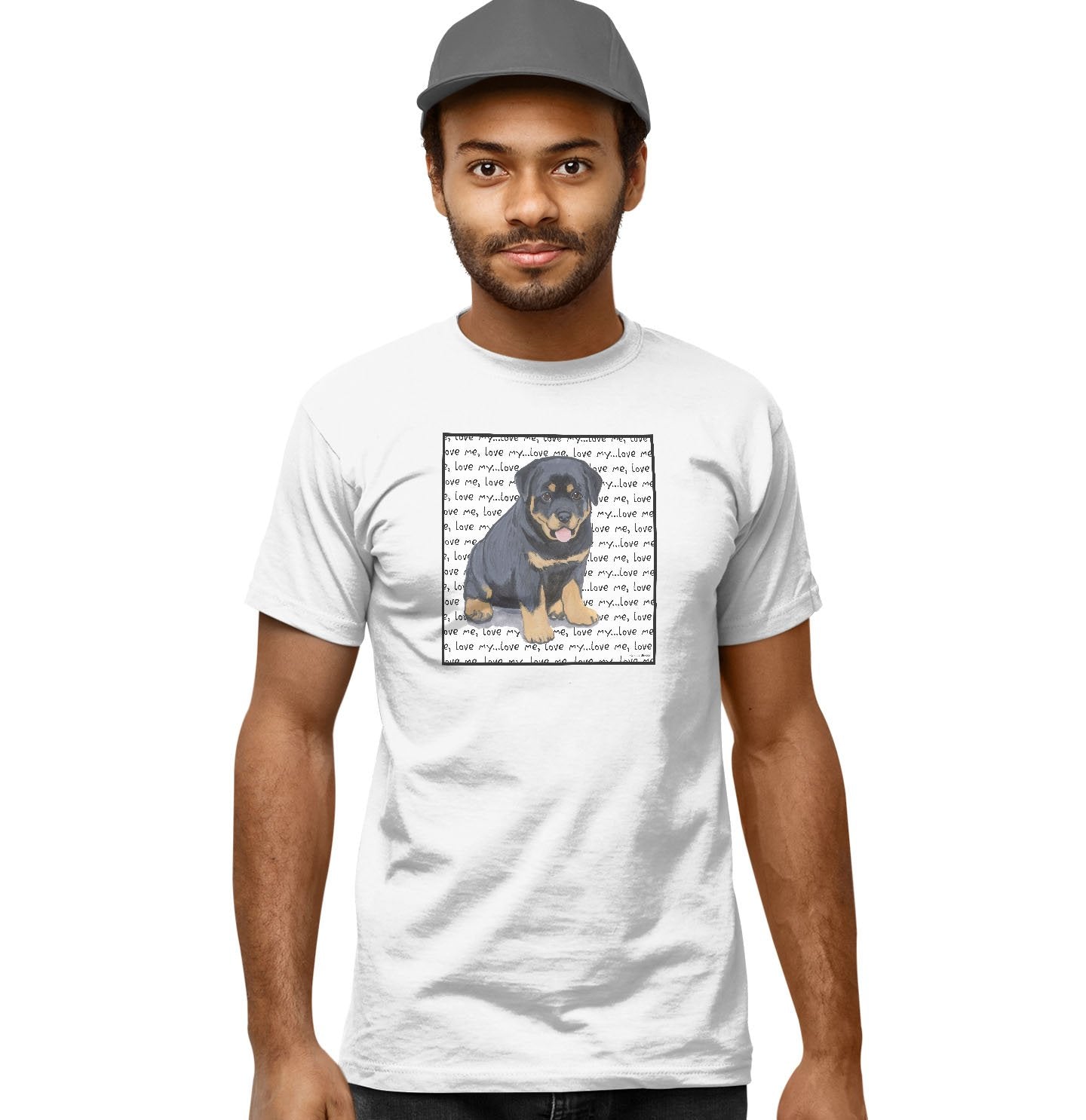 Rottweiler Puppy Love Text – Adult Unisex T-Shirt