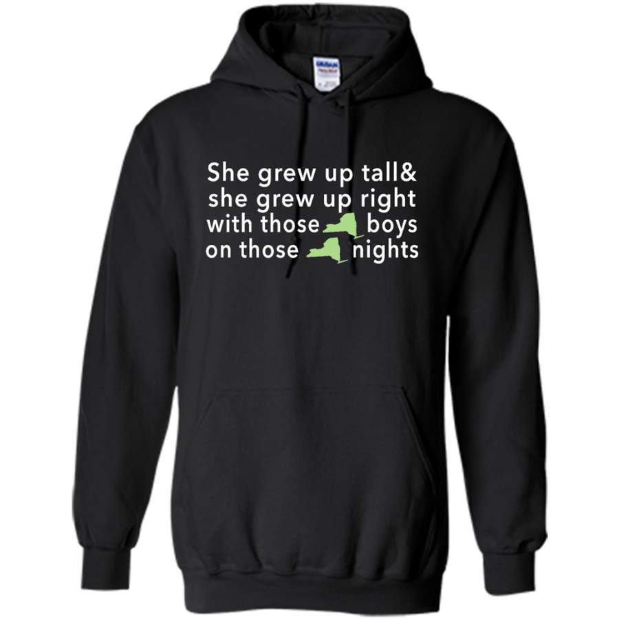 She Grew Up On Those New York Nights – Gildan Heavy Blend Hoodie