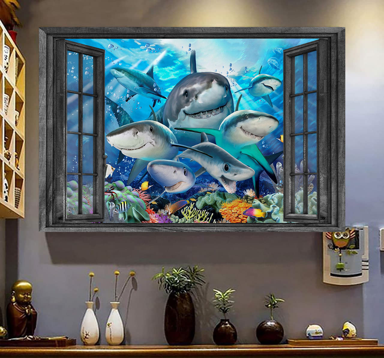 Sharks 3D Wall Art Painting Art Sea Animals Baby Shark Home Decoration Gift Idea Easter Gift Father Day Mother Day