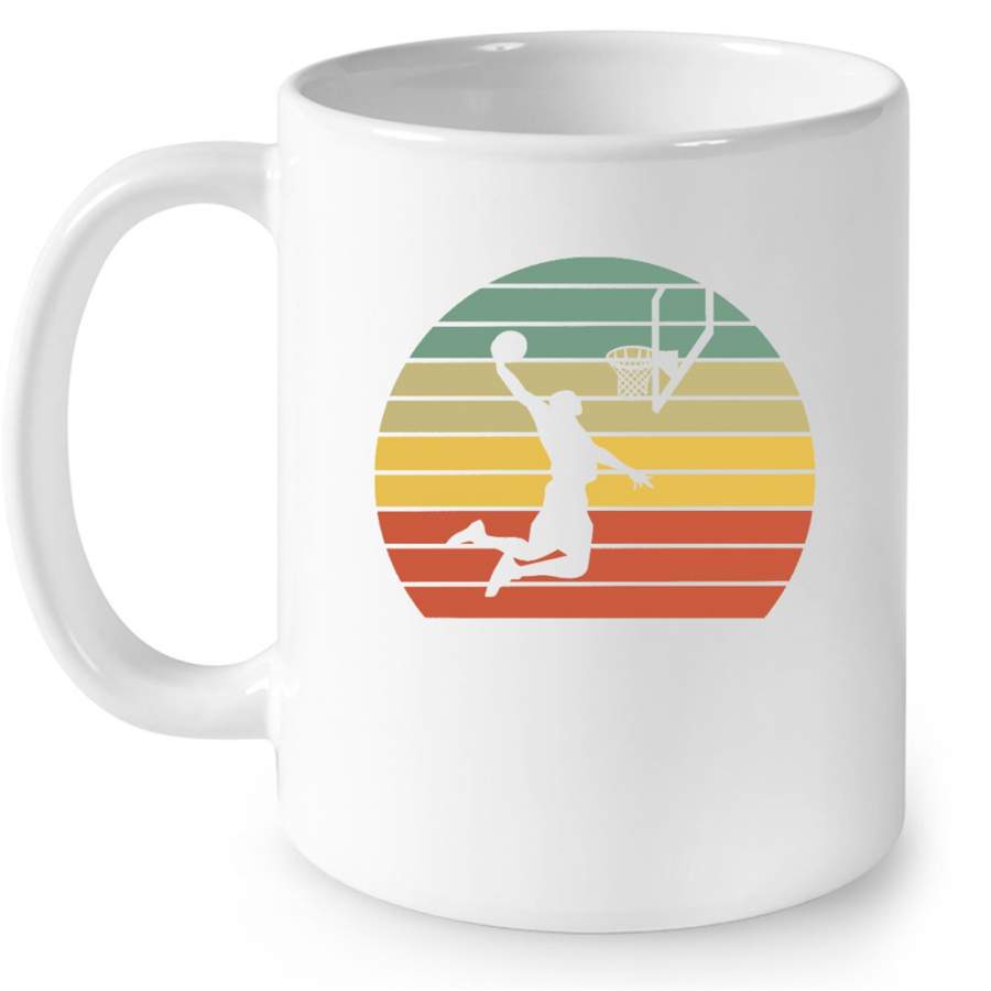 Vintage Retro Basketball Dunk – Full-Wrap Coffee White Mug