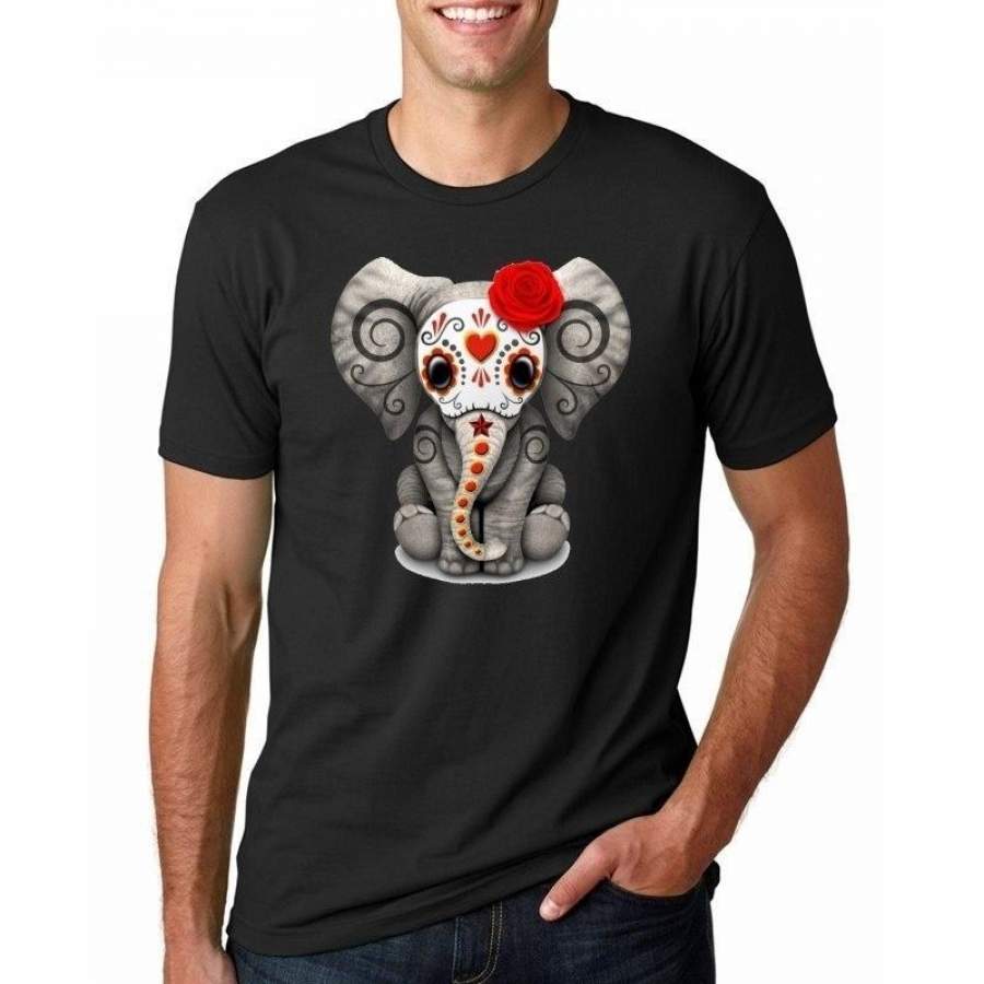 2019 Newest Summer Blue Elephant Men T Shirt Casual Tops Cool Tee Fashion Dead Sugar Skull Owl Printed T-Shirts