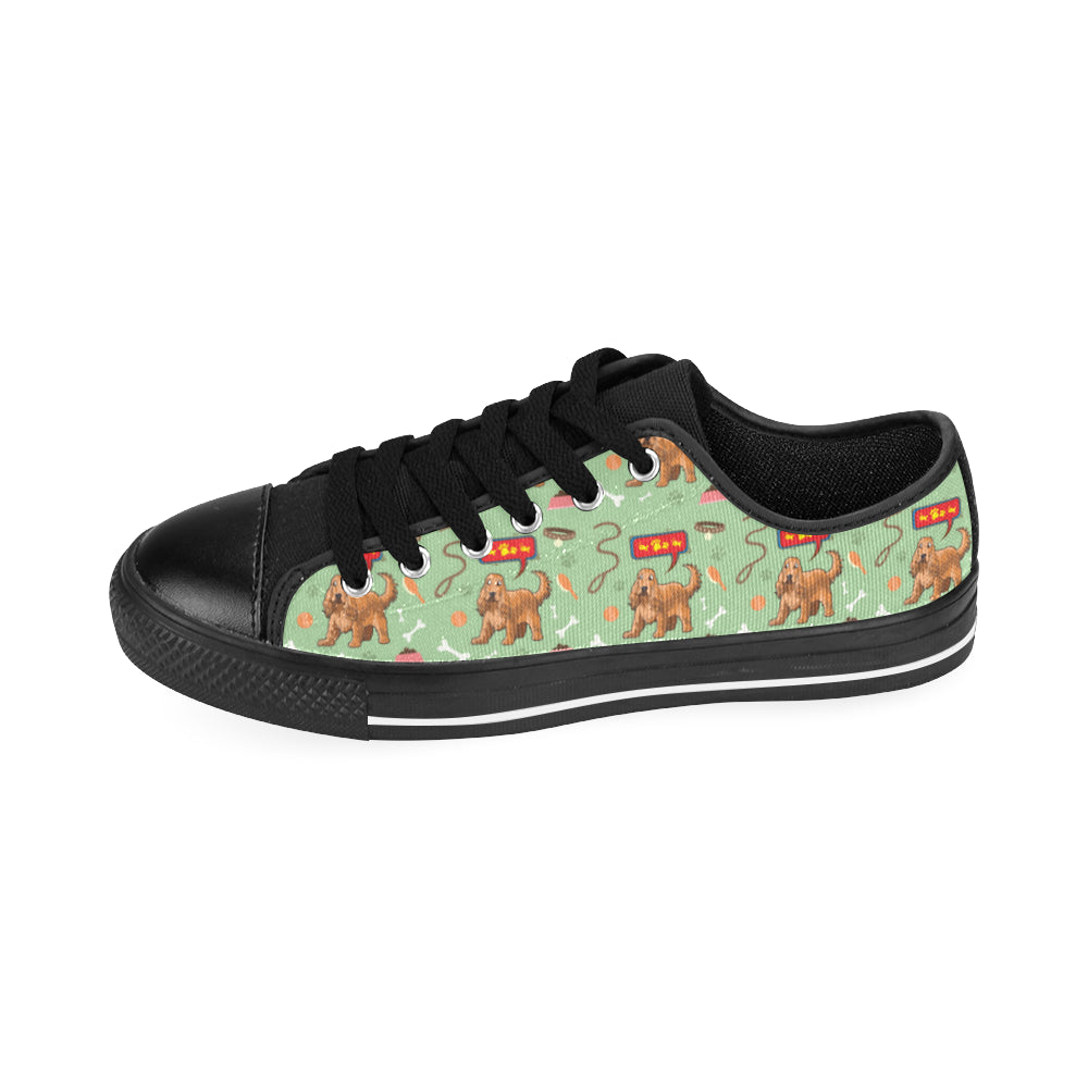 American Cocker Spaniel Pattern Black Men’s Classic Canvas Shoes/Large Size