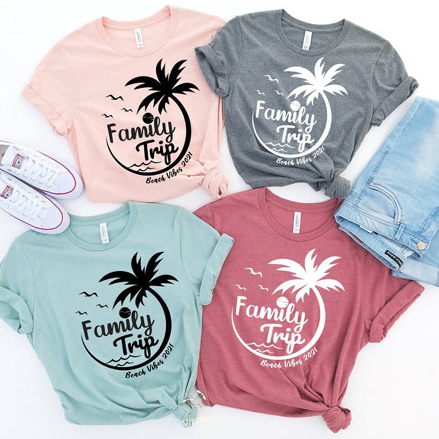 Custom Family Trip Shirt, Matching Family Vacation Shirt , Family Beach Shirts, Palm Tree Shirts, 2021 Summer Vacation Shirts For Family