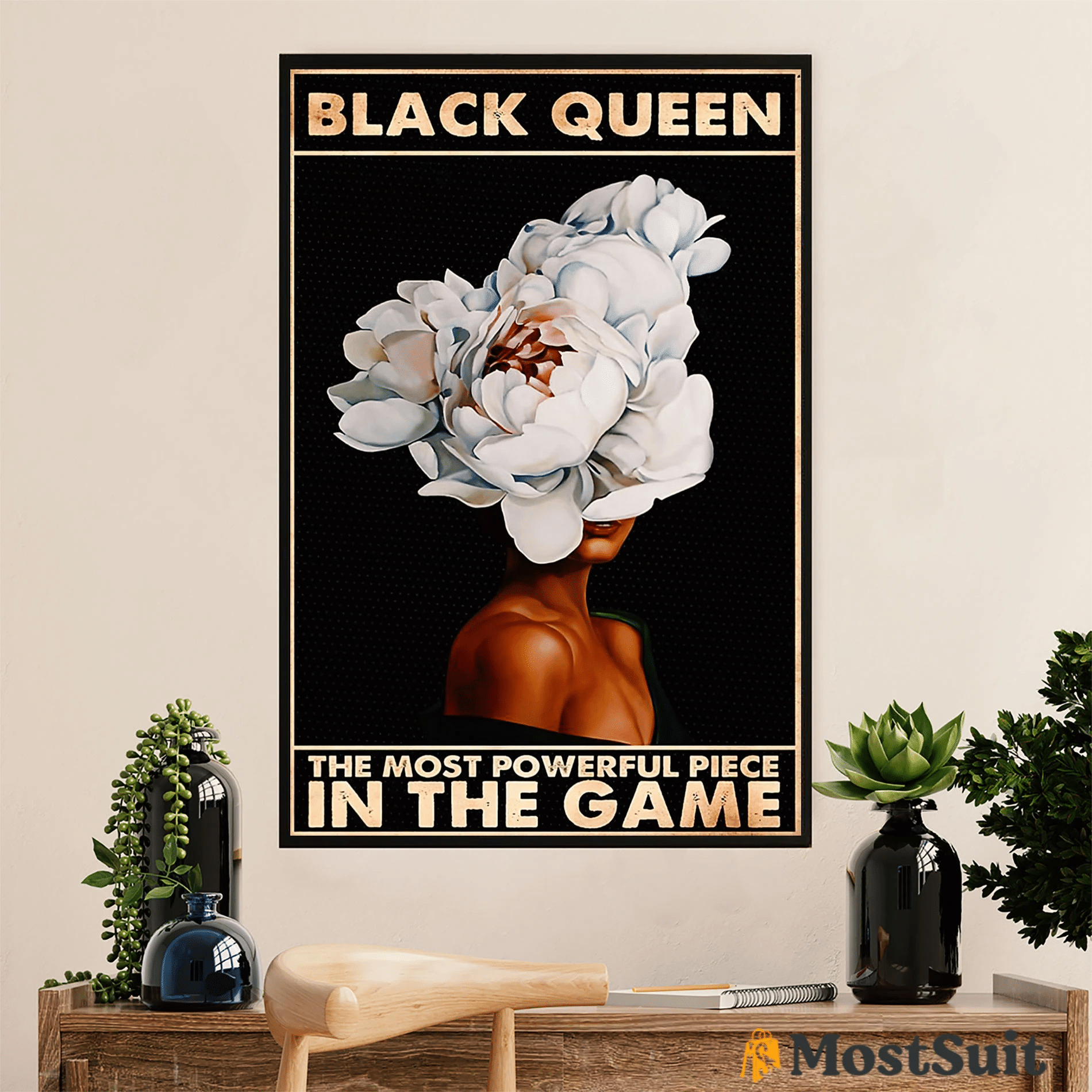 Vintage Black Queen Poster Canvas African American Afro – Gift For Black Girl Juneteenth Day Evg82007