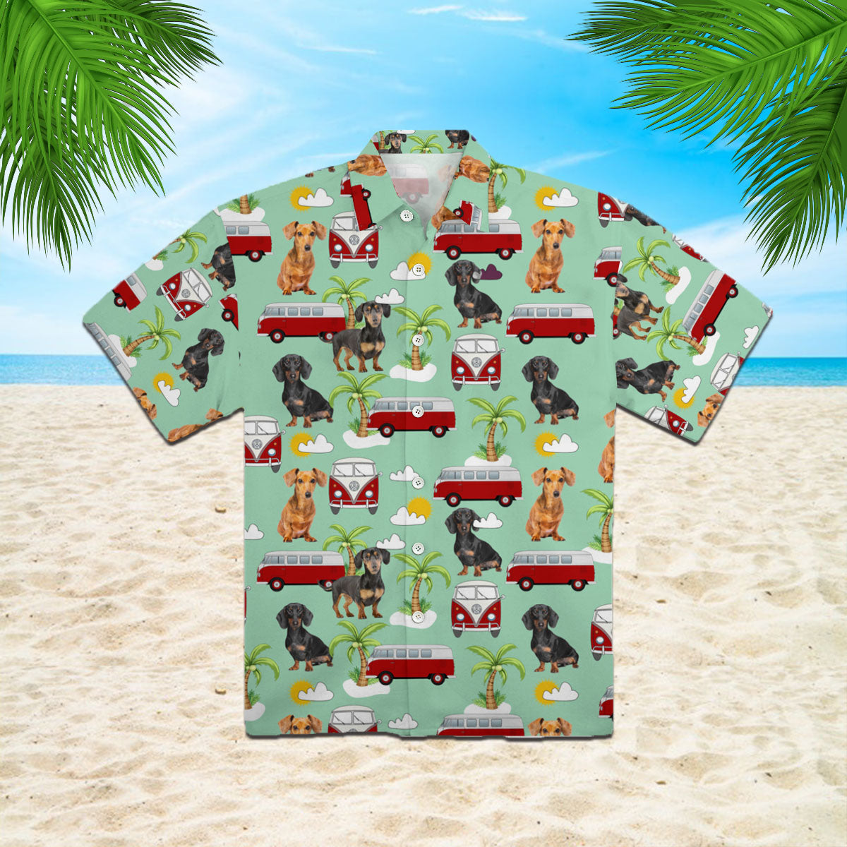 Oragontee Dachshund Hippie Car Hawaii Shirt For Men Women Adult Ha95251