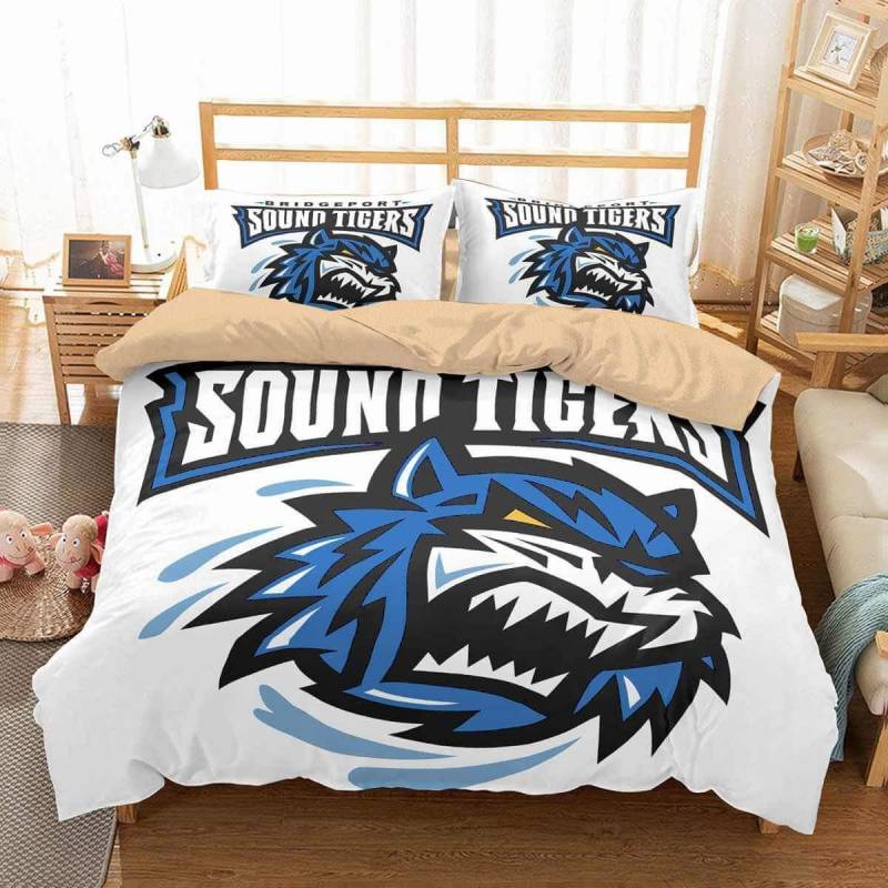 3D Customize Bridgeport Sound Tigers Bedding Set Duvet Cover Set Bedroom Set Bedlinen