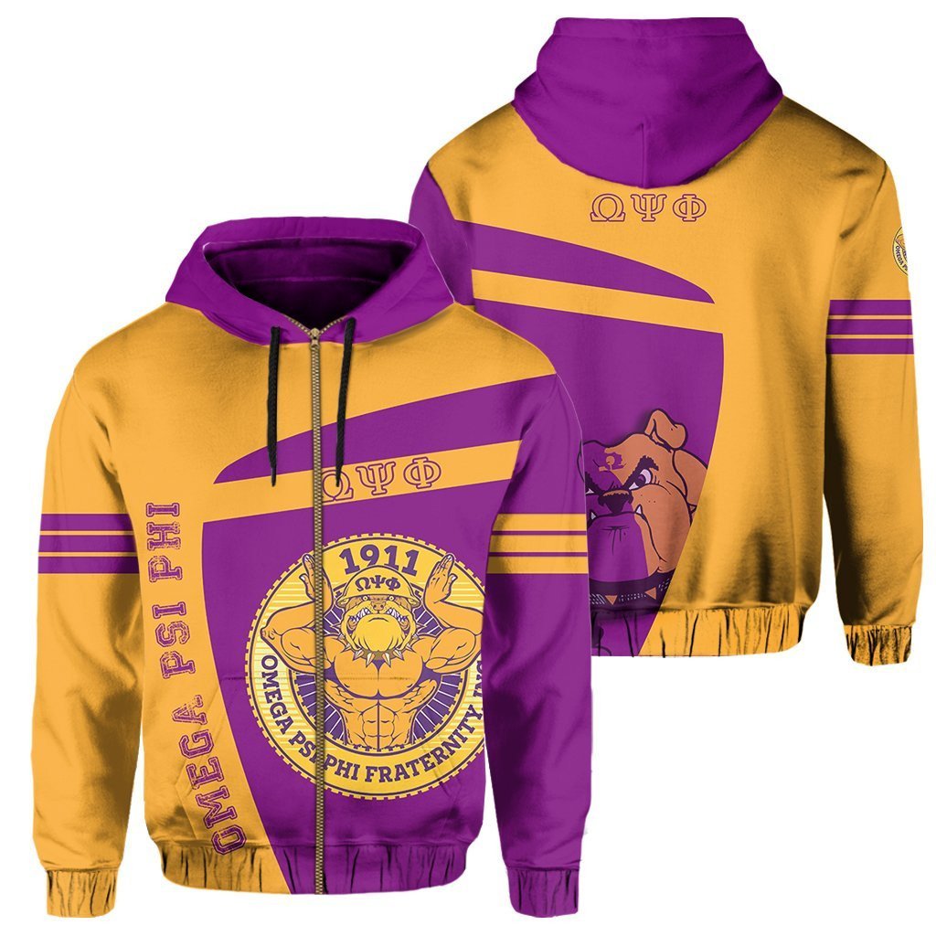 Fraternity Hoodie – Omega Psi Phi Q-Dog Zip Hoodie Sport Style