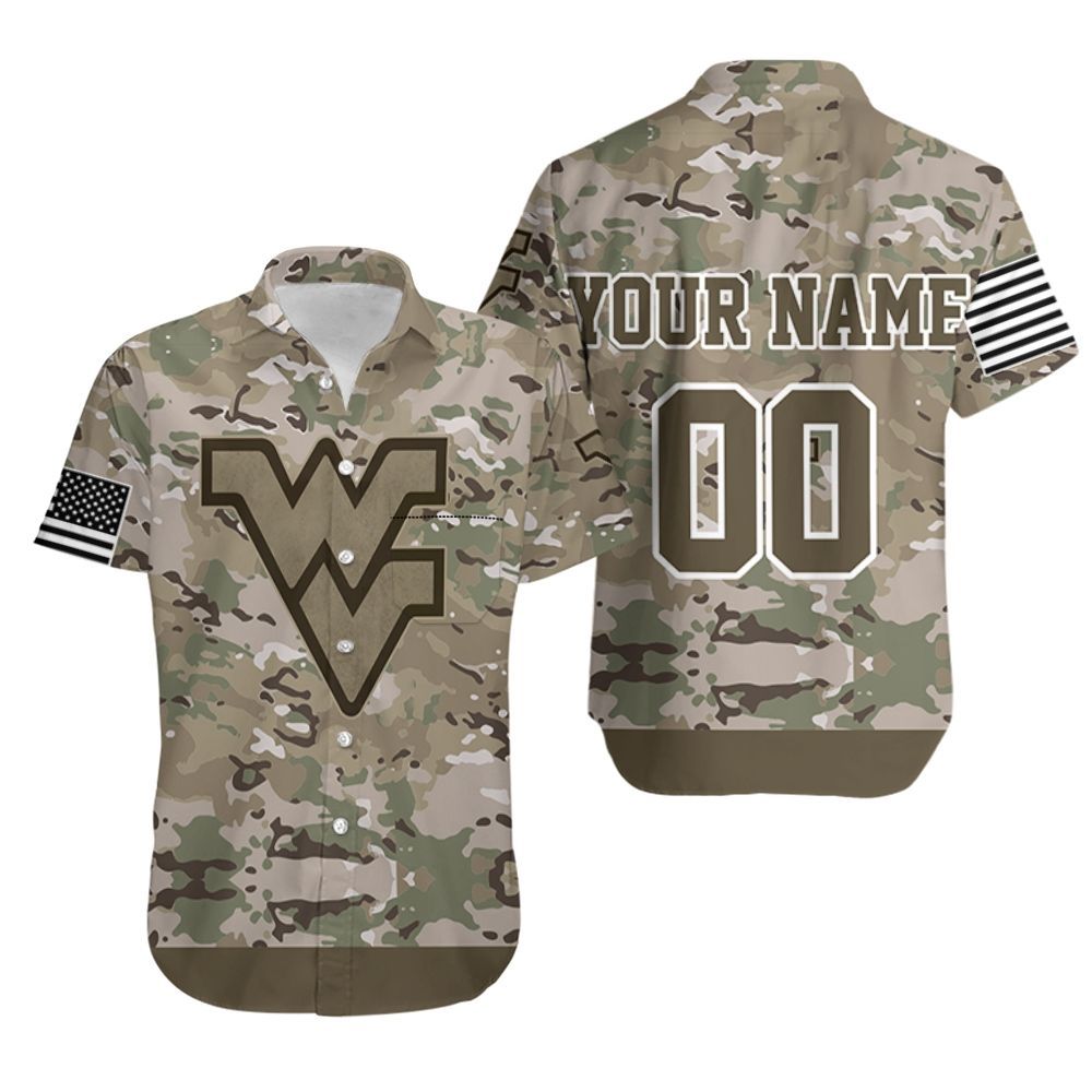 West Virginia Mountaineers Camouflage Veteran Personalized Hawaii Shirt Ha17587