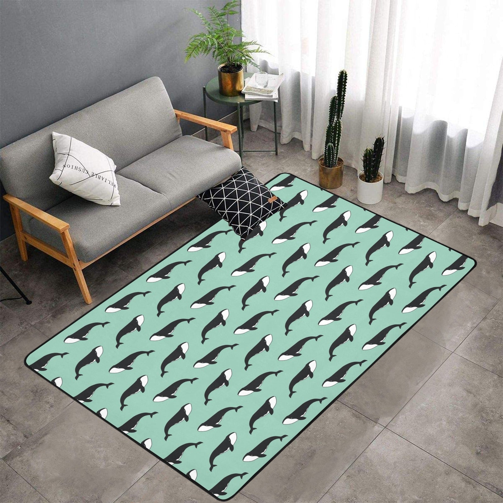 Whale Print Design Lks307 Area Rug 7’X5′