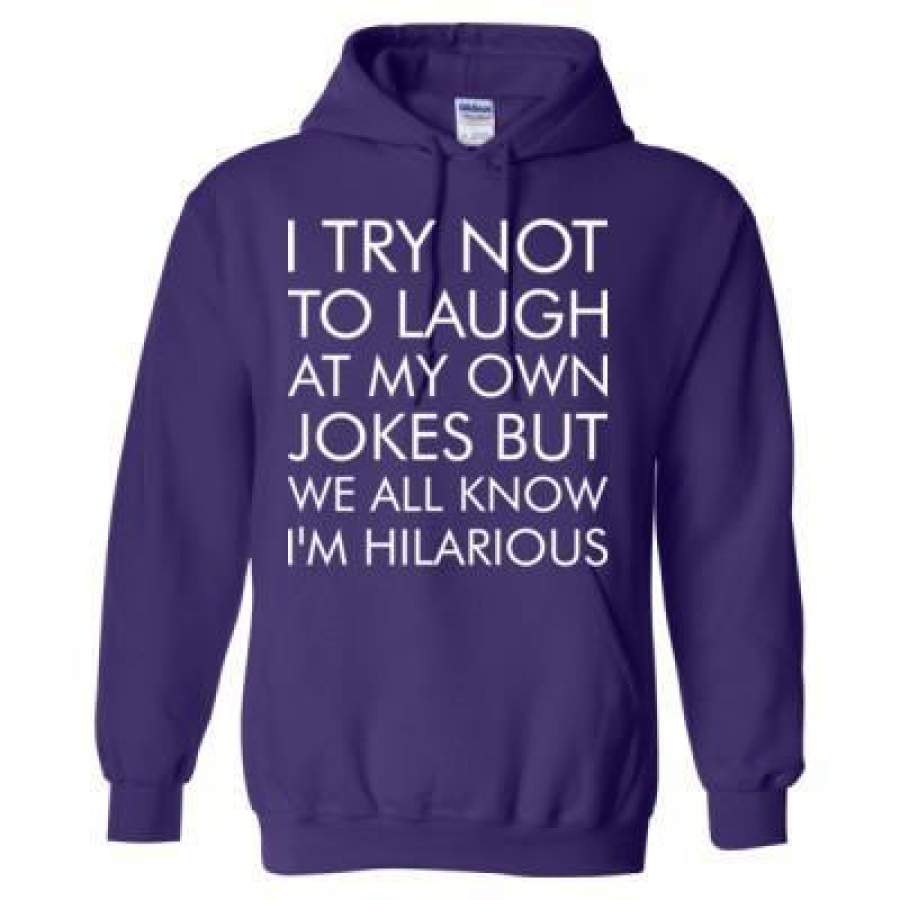 AGR I Try Not Laugh At My Own Jokes But All Know I Am Hilarious – Heavy Blend™ Hooded Sweatshirt