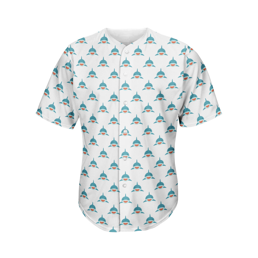 Smiley Shark Pattern Print Men’S Baseball Jersey 3D Print