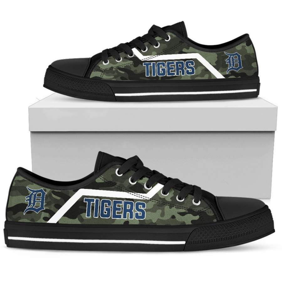 Simple Camo Detroit Tigers Low Top Shoes