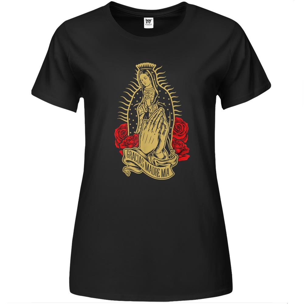 Our Lady Virgen De Guadalupe Virgin Mary Gracias Madre Mia Premium Womens T Shirts