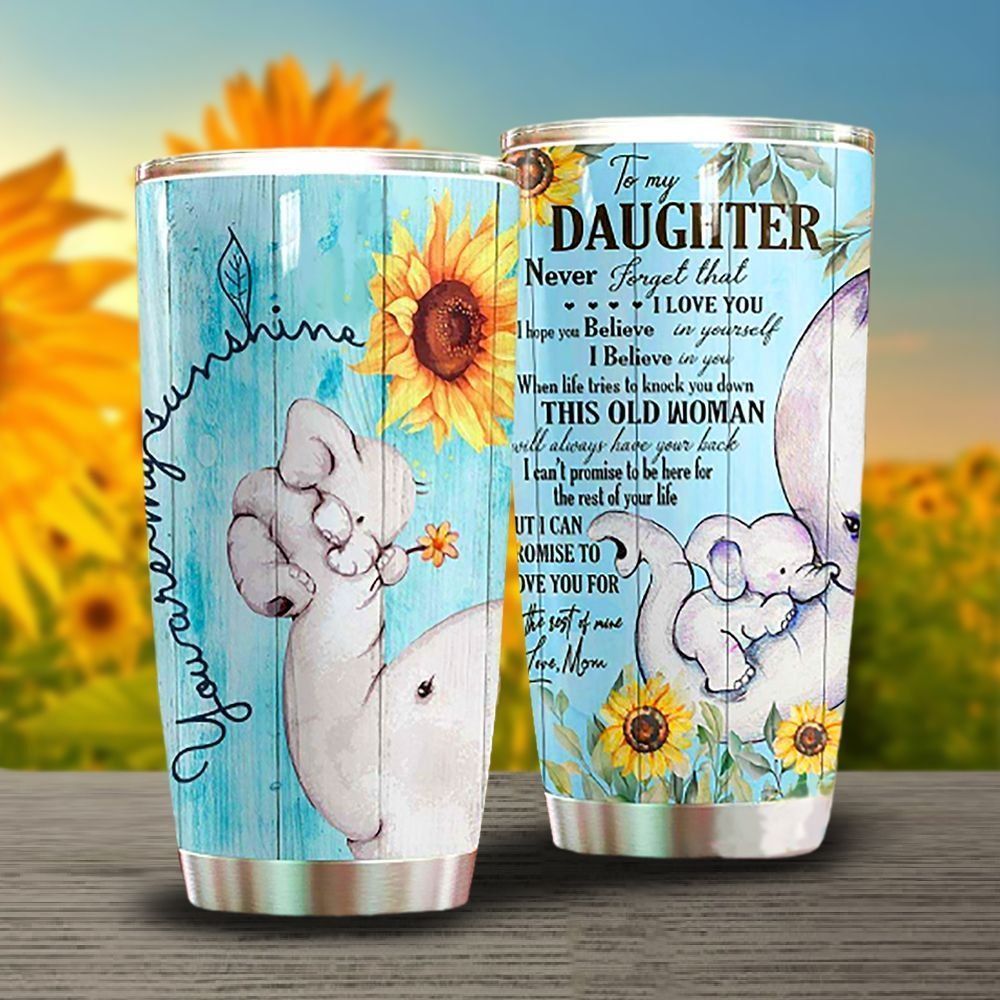 You Are My Sunshine Elephant Blue Personalized Name Stainless Steel Stainless Steel Tumbler Customize Name, Text, Number Dgmab