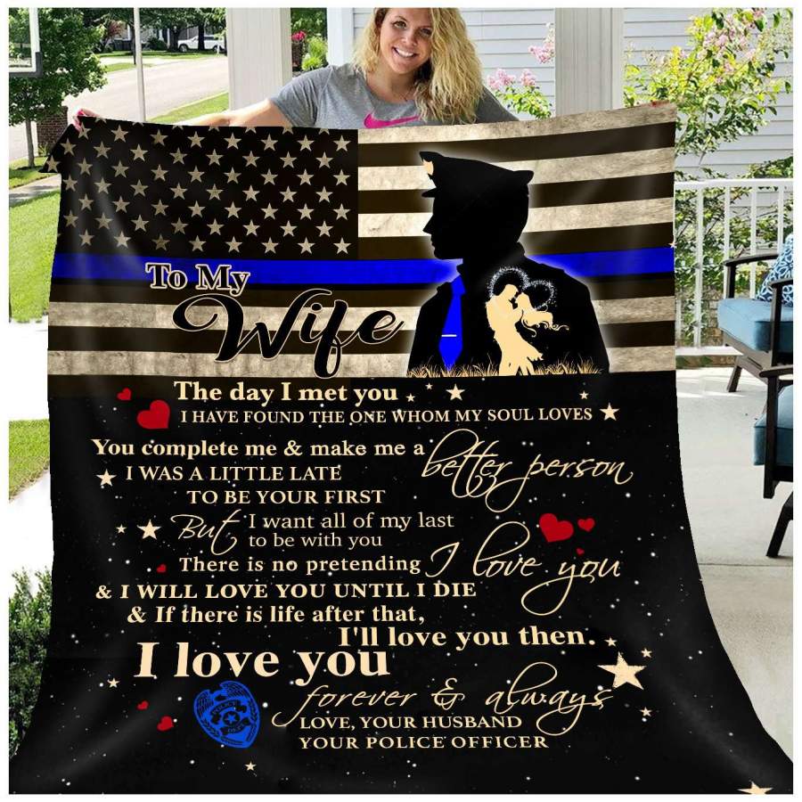 Police Husband Giving Wife I Love You Always Blanket