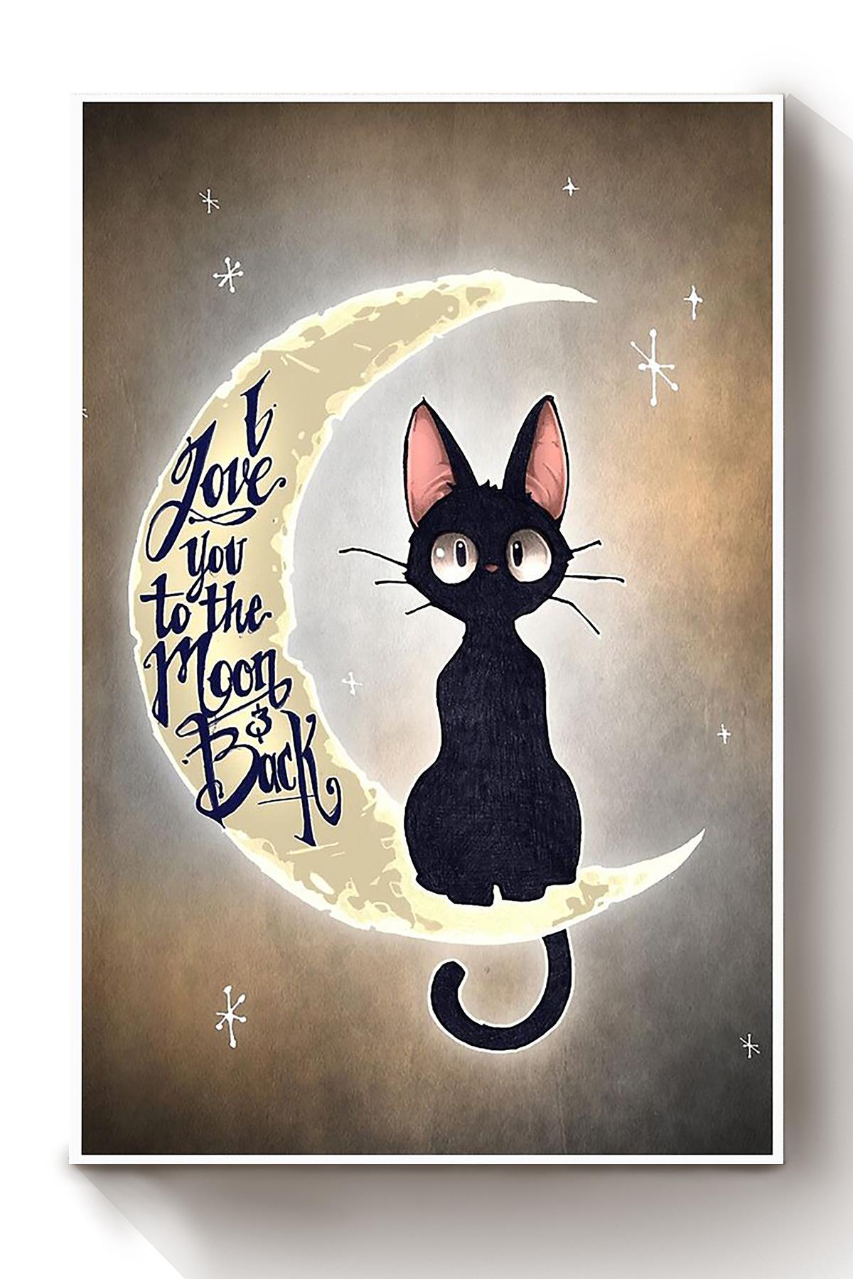 Cat I Love You To The Moon Back Animal Wall Art Gift For Cat Lover International Cat Day Kitten Foster Canvas