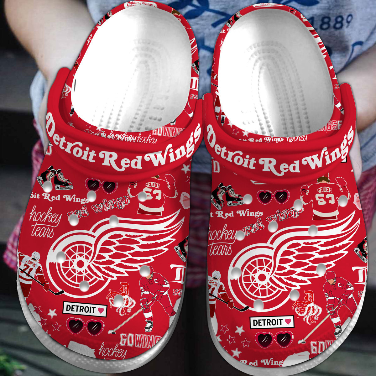 Detroit Red Wings NHL Sport Crocss Crocband Clogs Shoes Comfortable For Men Women and Kids