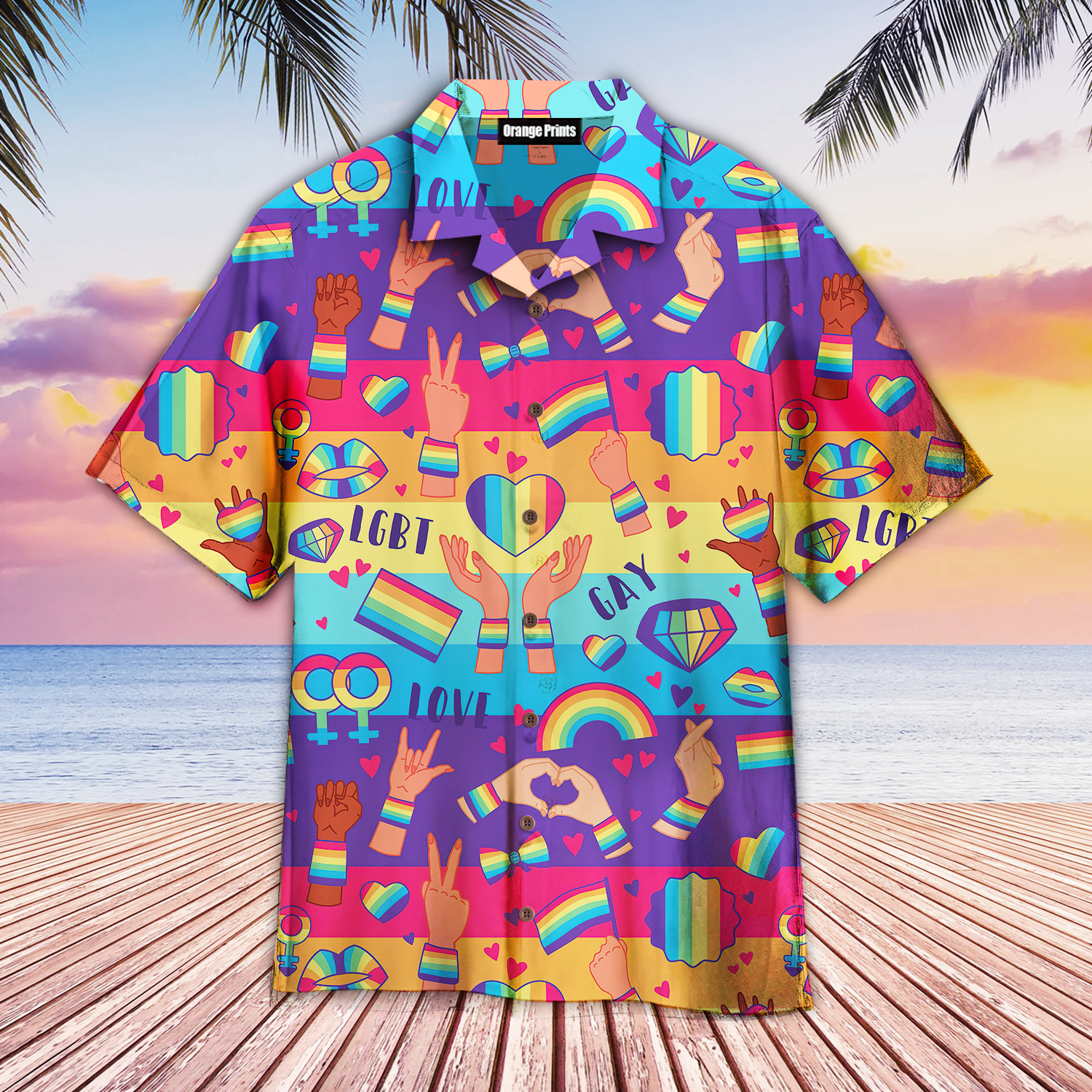 Rainbow Lgbt Rights Symbols Aloha Hawaii Shirts For Men Women Ha69837