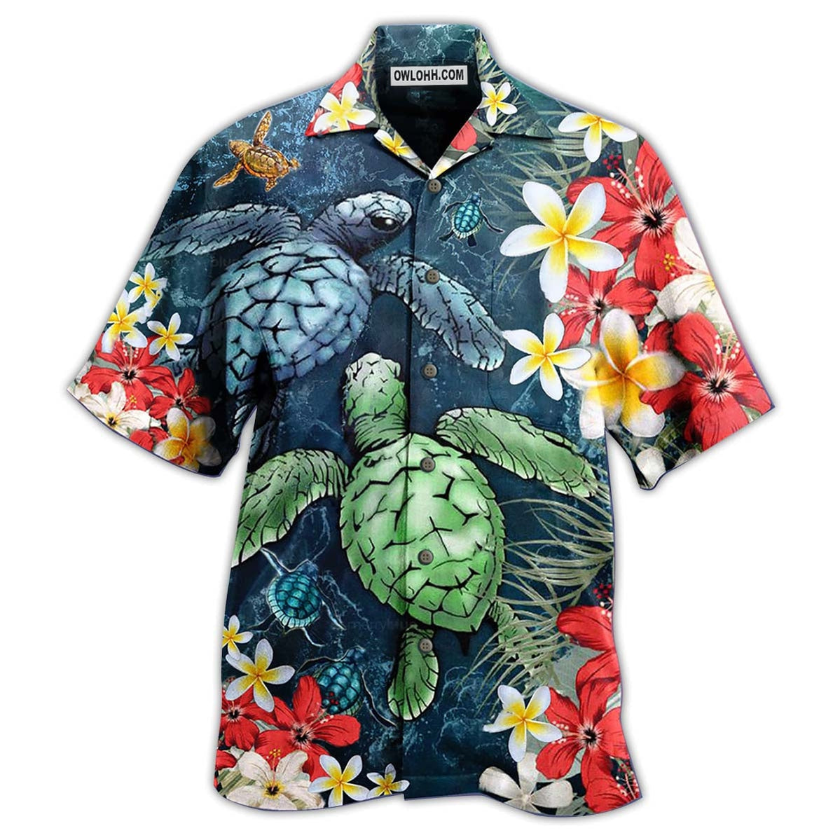 Turtle Love Flowers – Hawaiian Shirt  – Owl Ohh