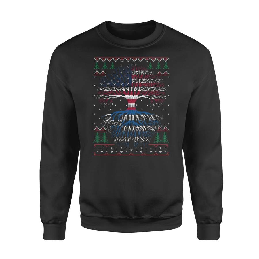 YOLOstuff Greek Roots American US Grown Flag Ugly Christmas – Standard Fleece Sweatshirt