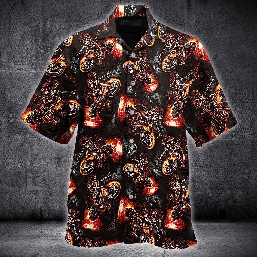 Hell Skull Ride Motocycles Hawaii Aloha Shirts Dh Ha54975