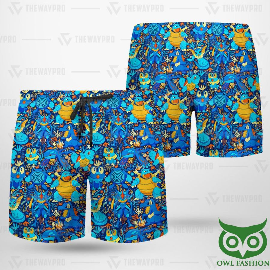 Anime Pokemon Water Seamless Pattern Hawaii Short Summer Shorts Men Ha15069