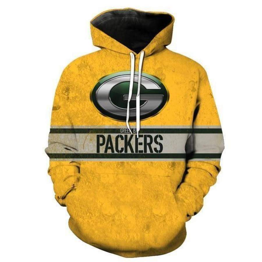 Green Bay Packers Yellow Hoodie Unisex 3D All Over Print