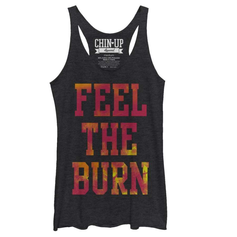 CHIN UP Women’s Feel the Burn  Racerback Tank Black Heather