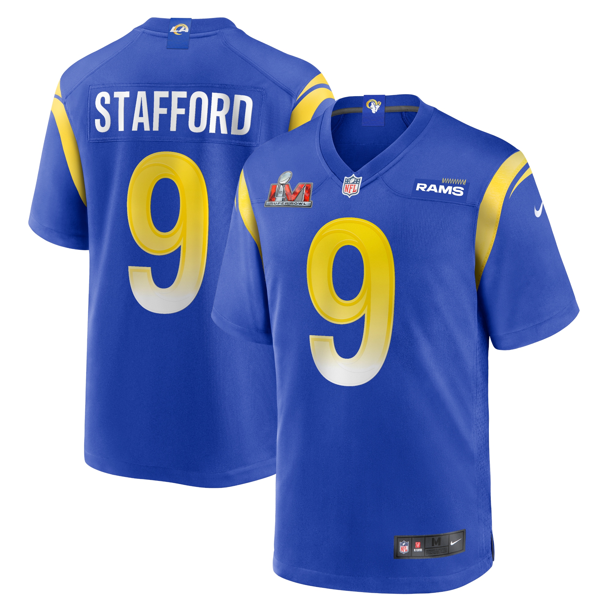 Matthew Stafford Los Angeles Rams Super Bowl LVI Bound Game Patch Jersey – Royal