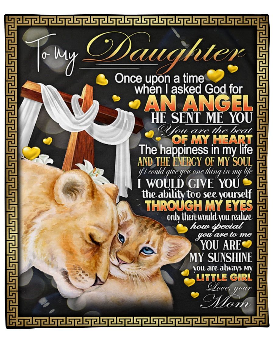 To My Daughter The Happiness In My Life, Lion Mom And Daughter Fleece Blanket Gift For Daughter For Family Home Decor Bedding Couch Sofa Soft And Comfy Cozy