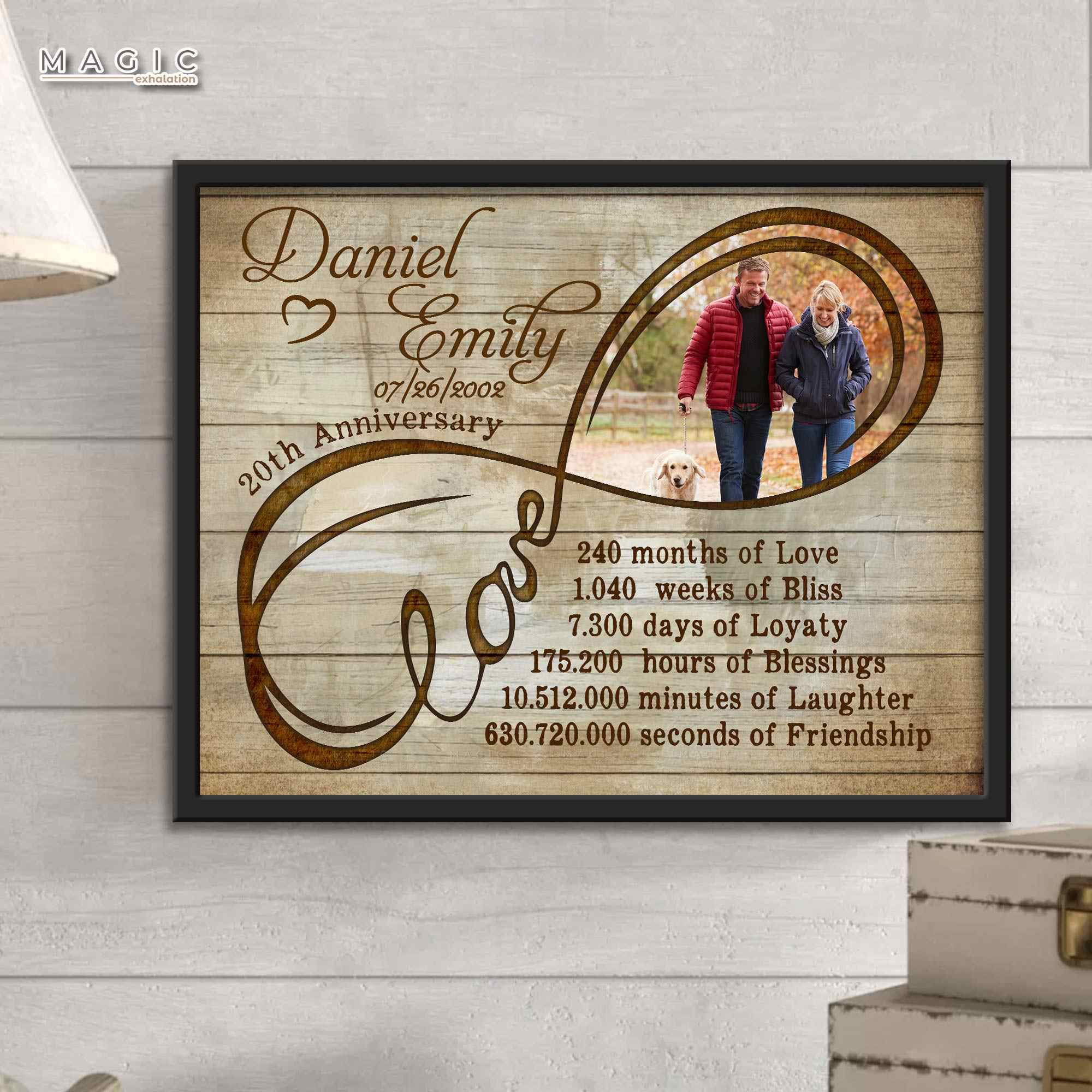 20Th Wedding Anniversary Custom Canvas Gift For Husband, Happy 20 Years Anniversary Gift For Him Home Decor