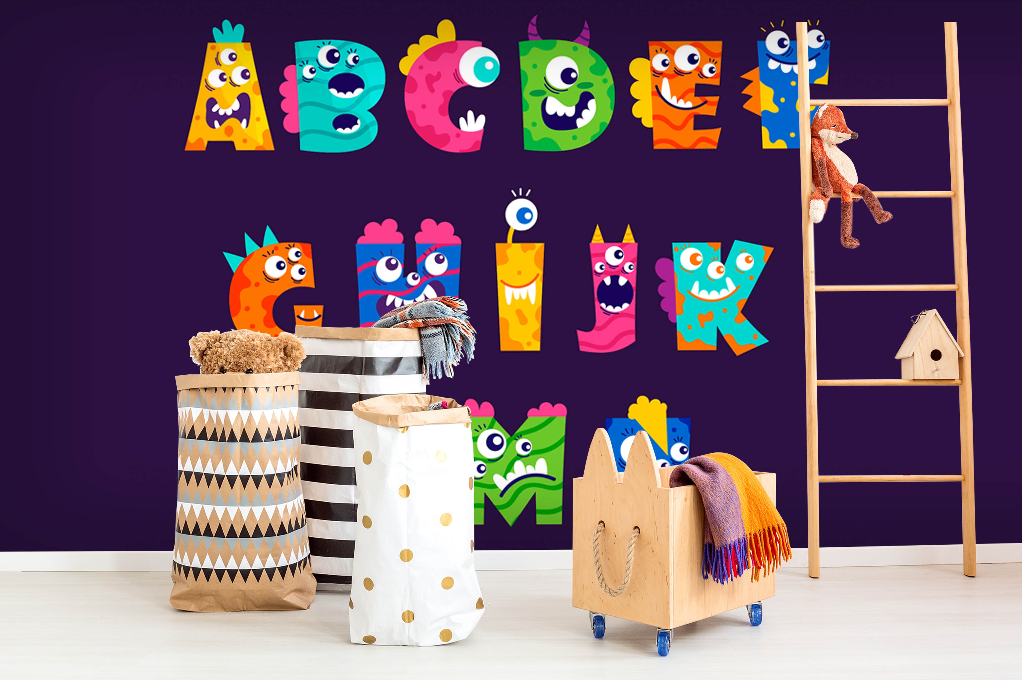 3D Animal Alphabet Wall Mural Wallpaper 96