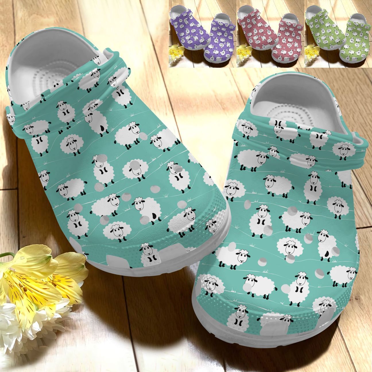 Sheep Personalize Clog, Custom Name, Text, Fashion Style For Women, Men, Kid, Print 3D Whitesole Cute Sheeps