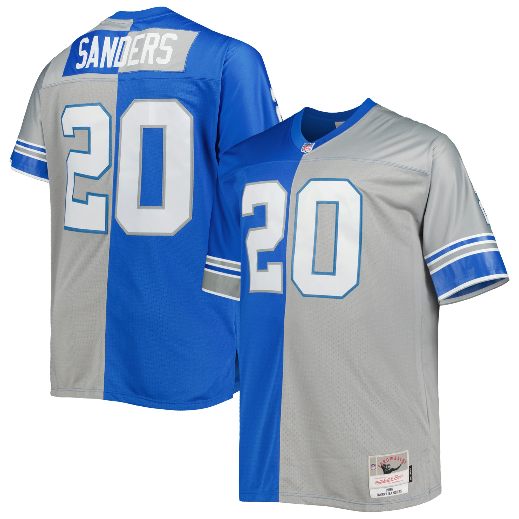 Barry Sanders Detroit Lions Mitchell & Ness Big & Tall Split Legacy Retired Player Replica Jersey – Blue/Silver