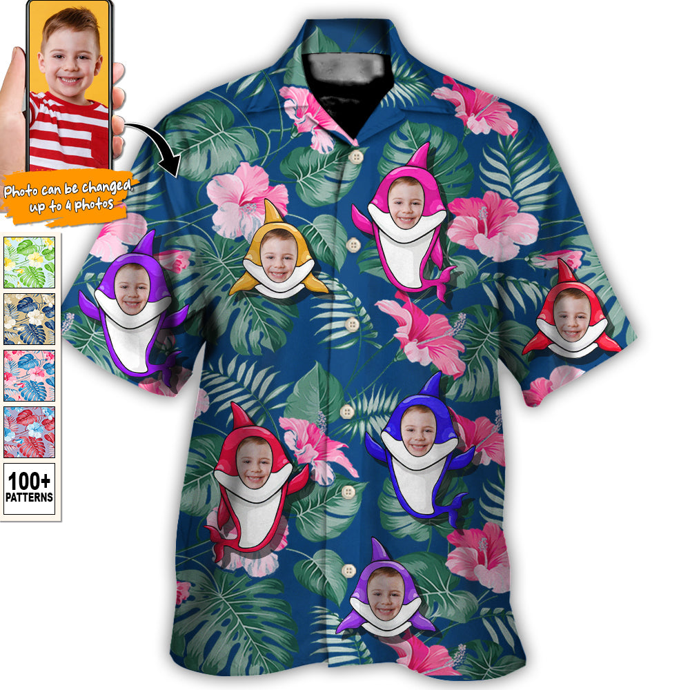 Shark Funny Tropical Style Custom Photo – Hawaiian Shirt – Personalized Photo Gifts